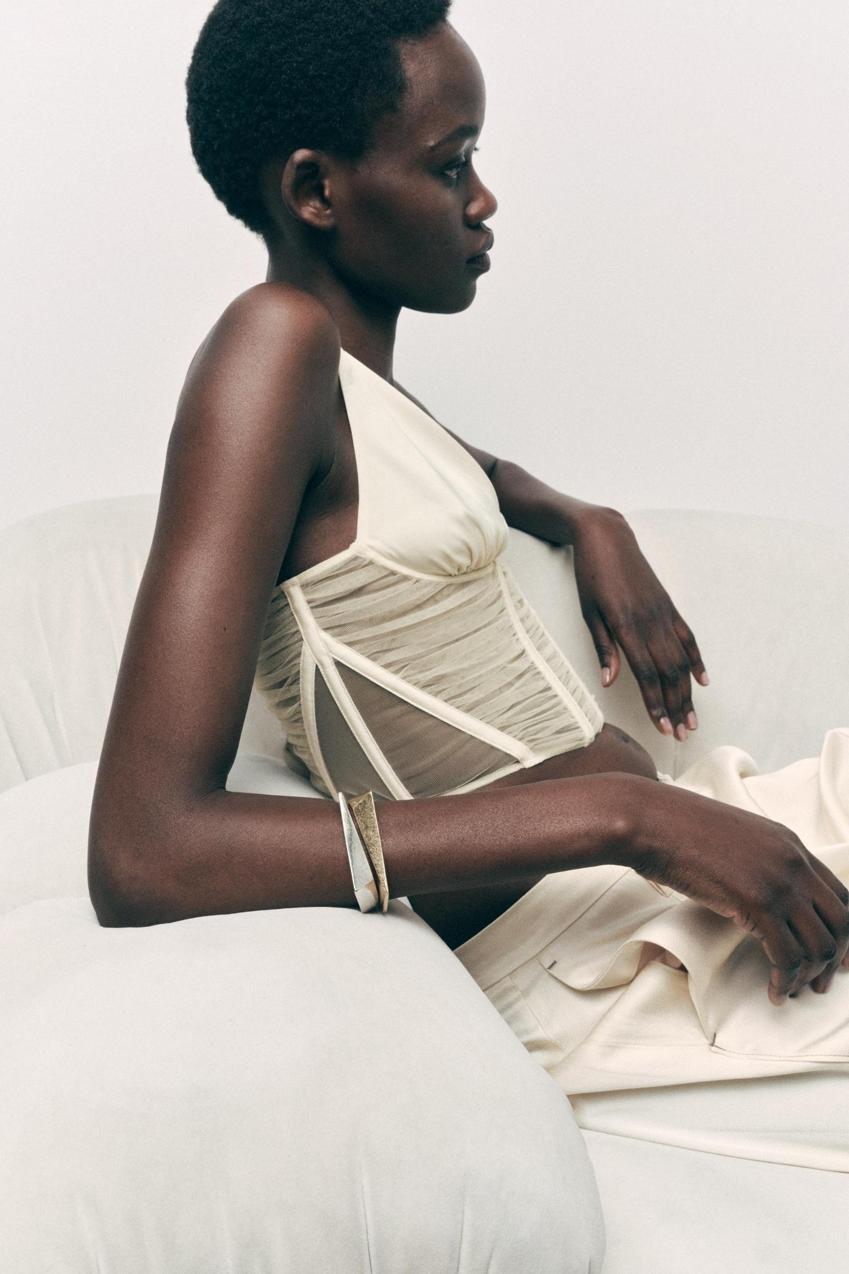 COMBINATION SATIN EFFECT CORSET TOP Product Image