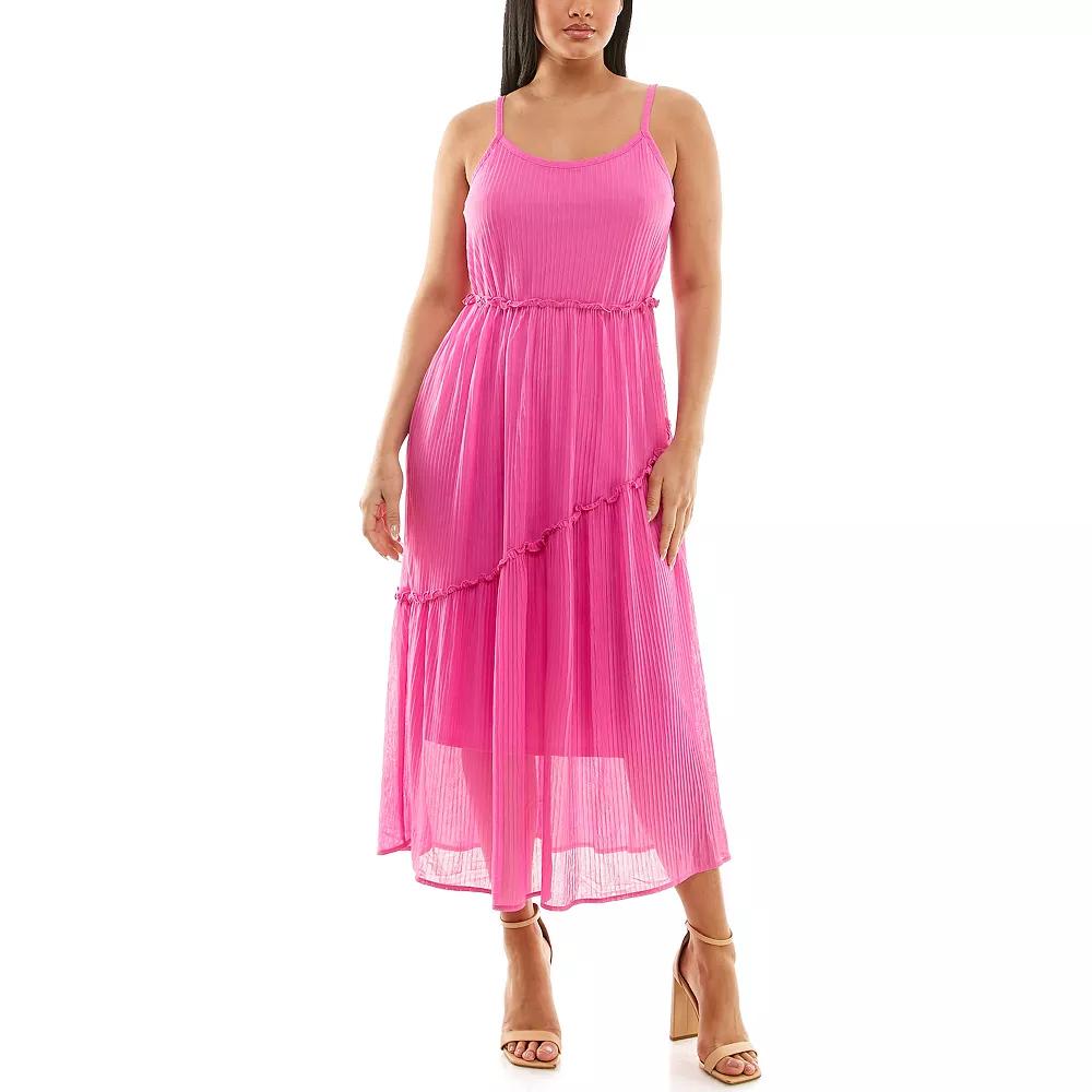 Women's Nina Leonard Pleated Maxi Dress, Size: Large, Pink Product Image