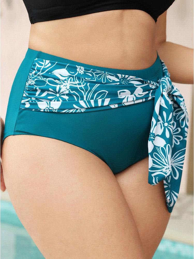 Tropical Patchwork Knotted Front Bikini Bottom Female Product Image
