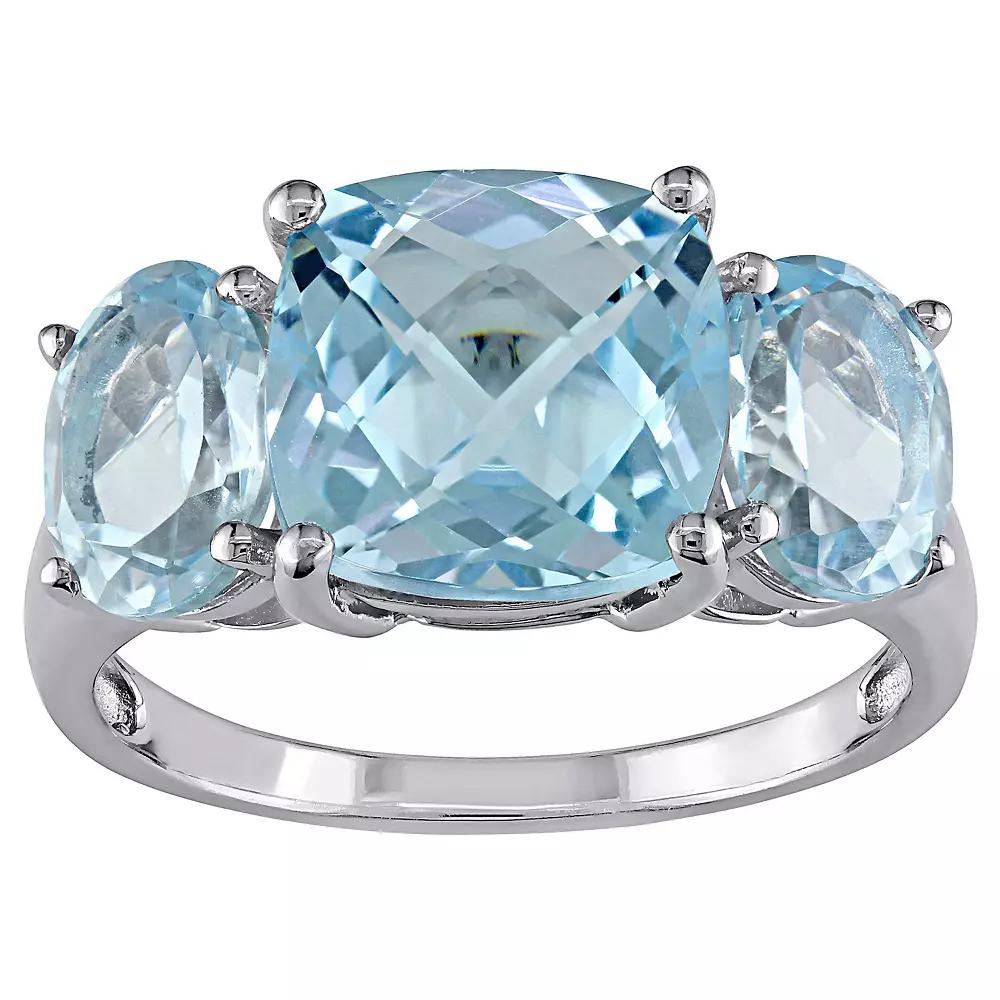Stella Grace Sterling Silver Cushion-Cut Sky Blue Topaz 3-Stone Ring, Women's, Size: 10 Product Image