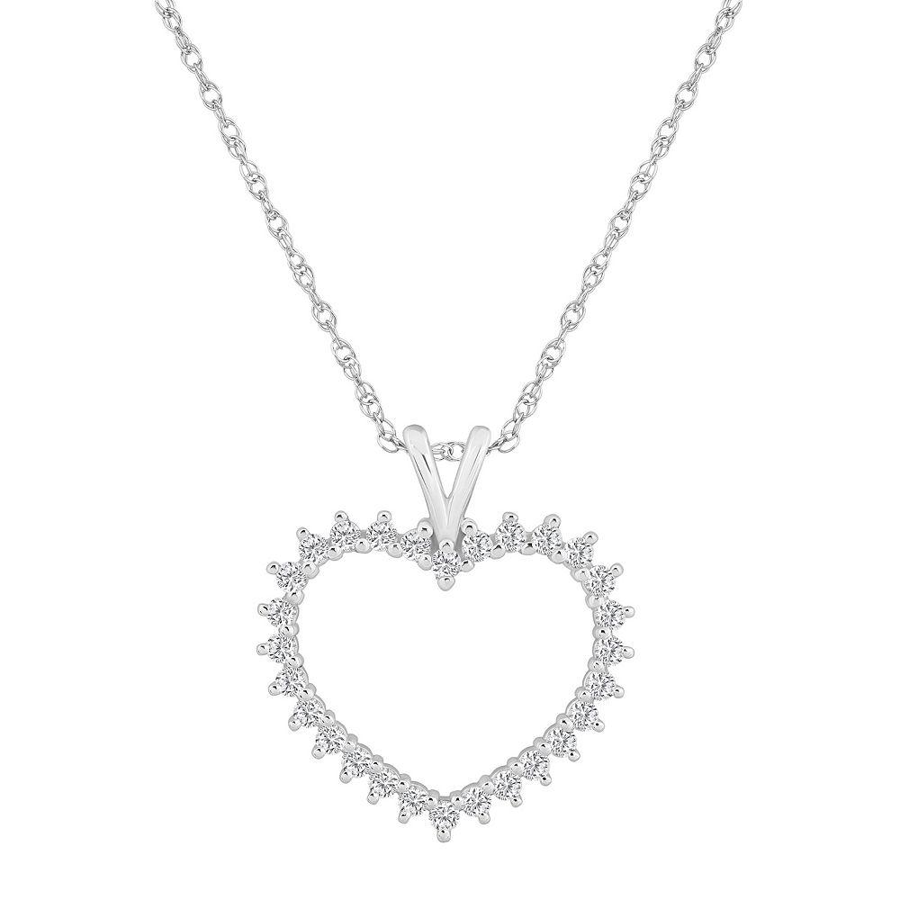 Alyson Layne 10k Gold 1/2 Carat T.W. Diamond Heart Pendant Necklace, Women's, Size: 18" Product Image