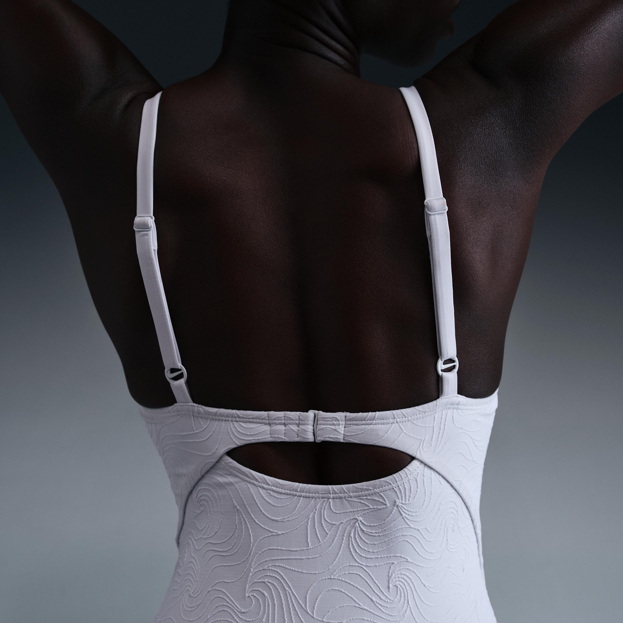 Nike Womens Swim Water Texture V-Neck One-Piece | NESSF261-100 Product Image