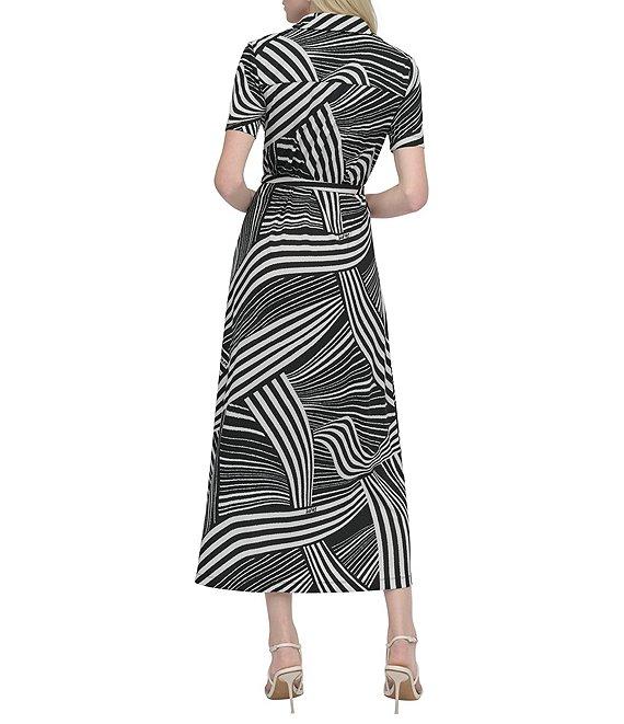 DKNY by Donna Karan Collared V-Neck Short Sleeve Midi Shirt Dress Product Image