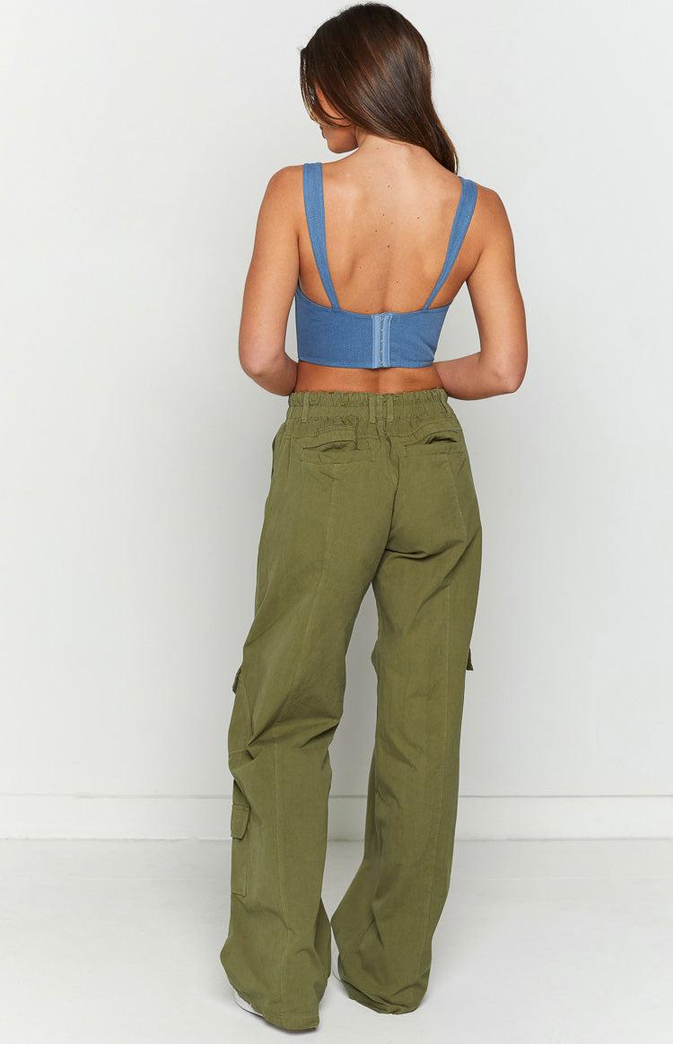 Millie Khaki Low Rise Cargo Trousers Product Image