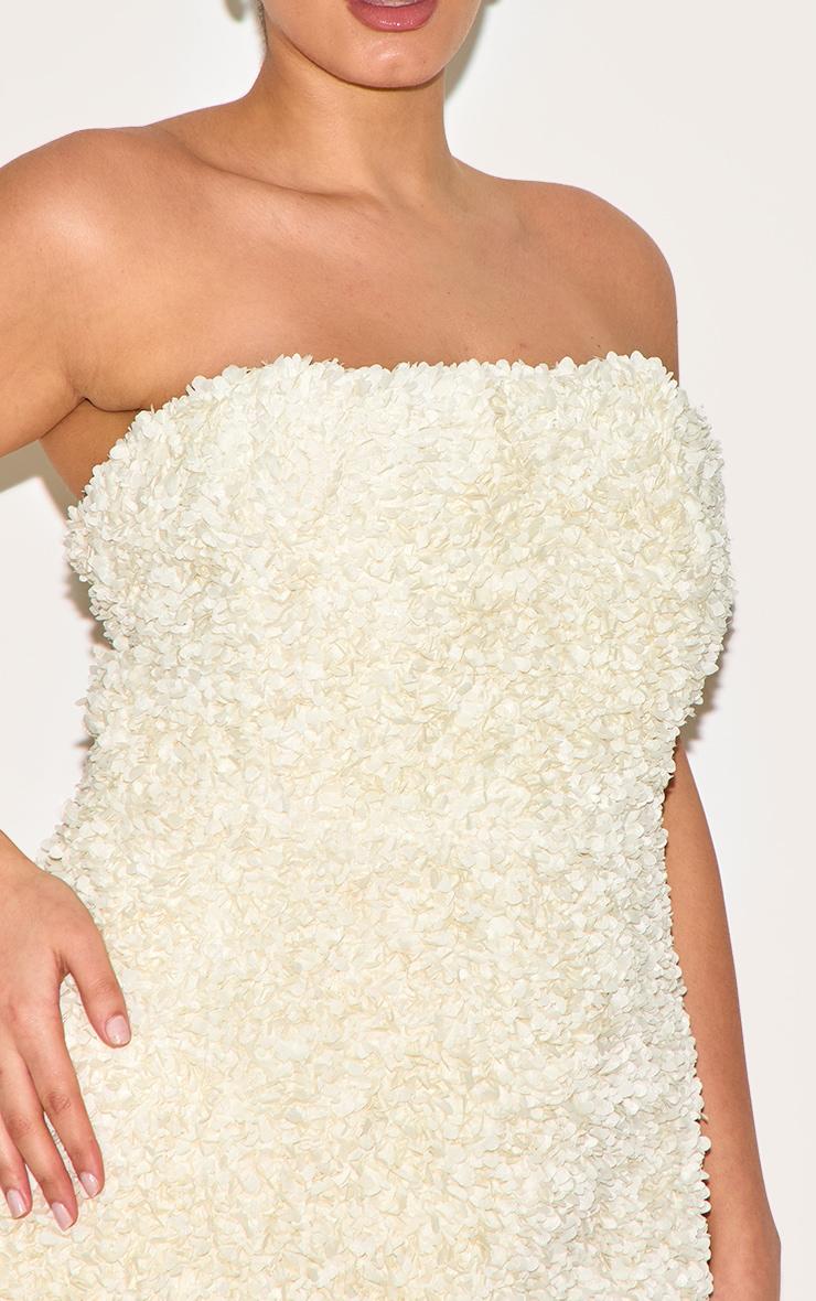 Plus Cream Floral Textured Bandeau Mini Dress Product Image