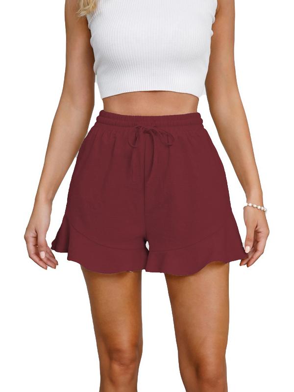 Loose Wide Leg Drawstring Elasticity Solid Color Split-Joint Shorts Product Image