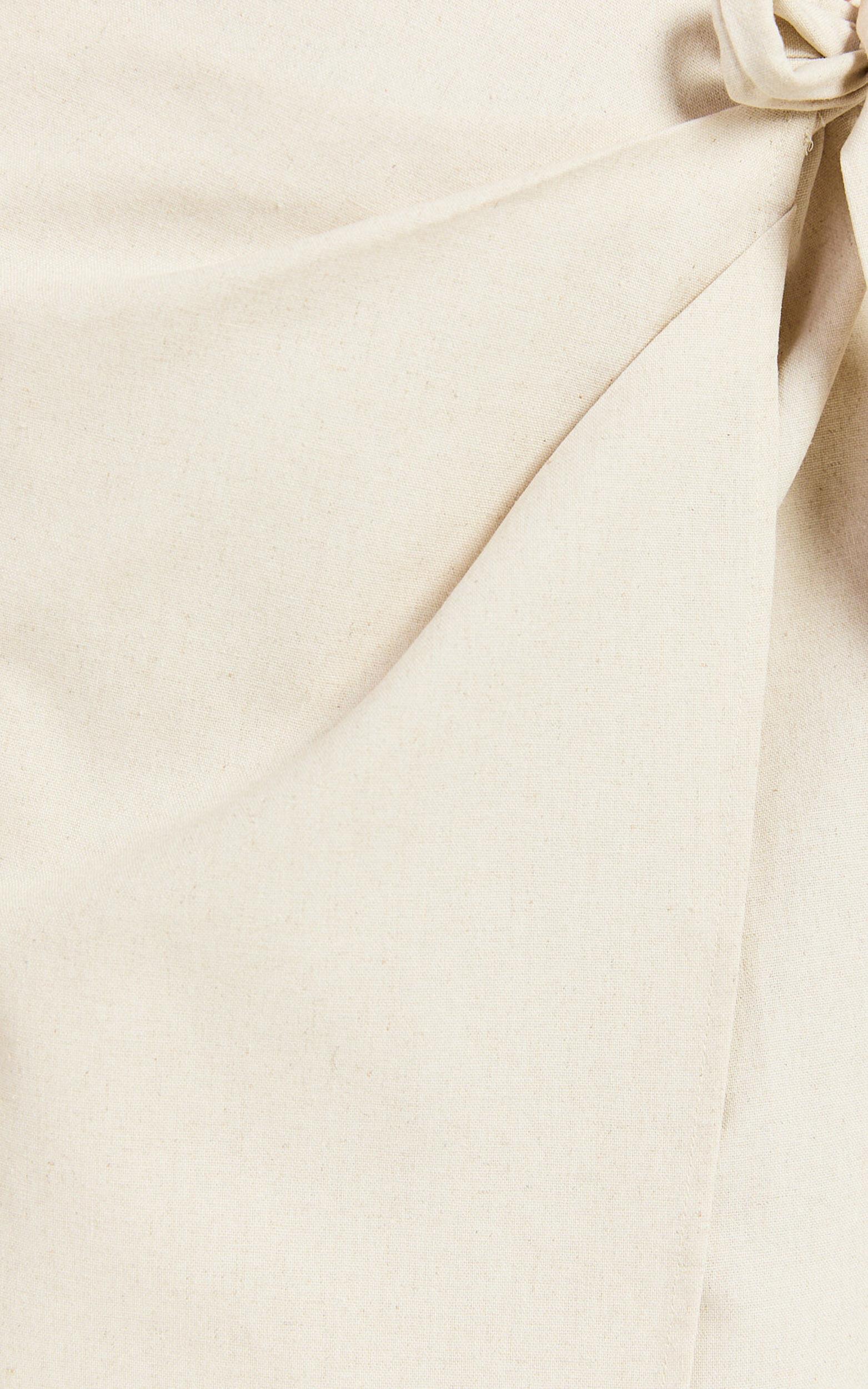 Genna Midi Skirt - Linen Look Wrap Skirt in Natural Product Image