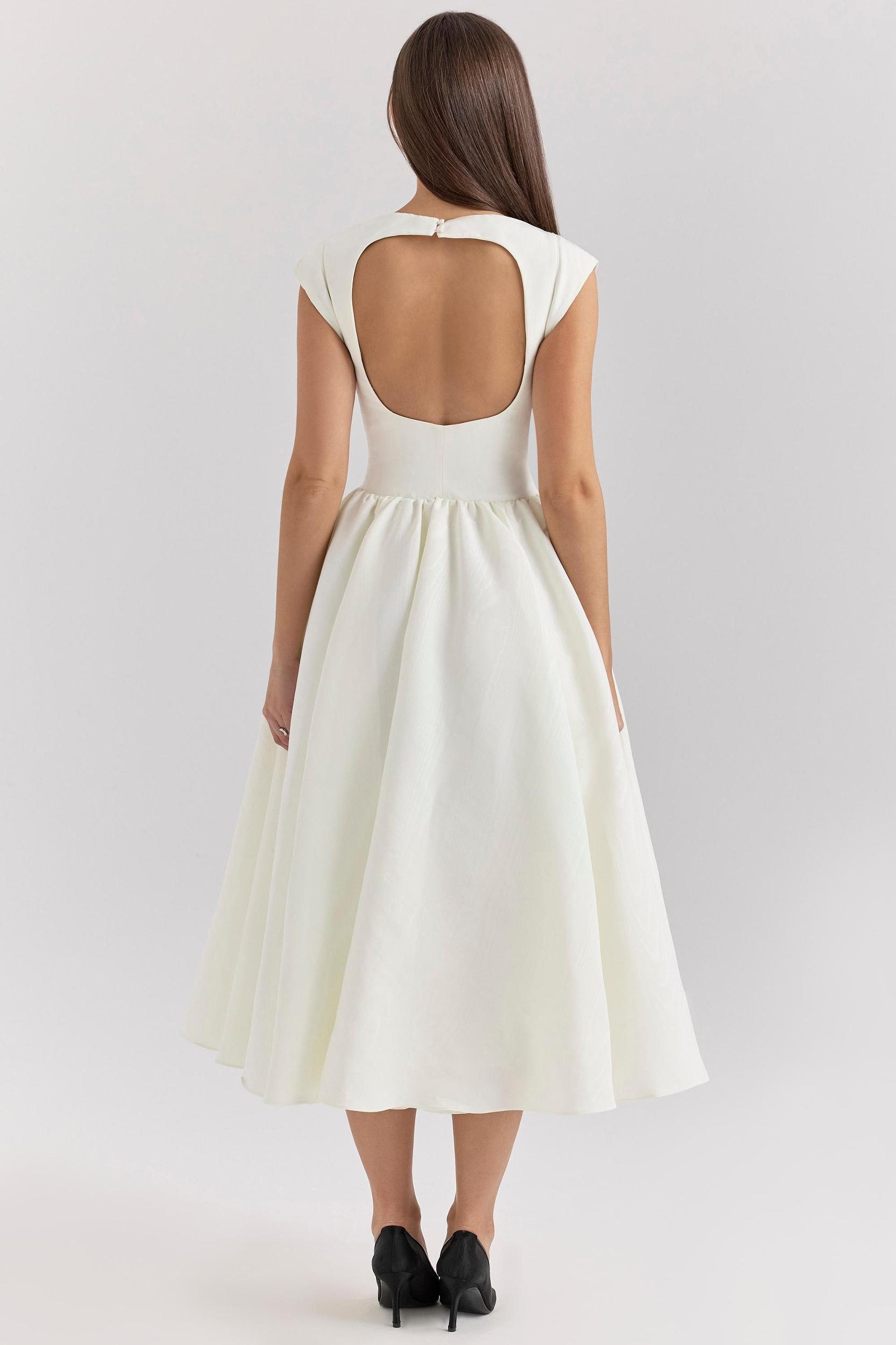 Debutante  ivory moire satin midi dress Product Image