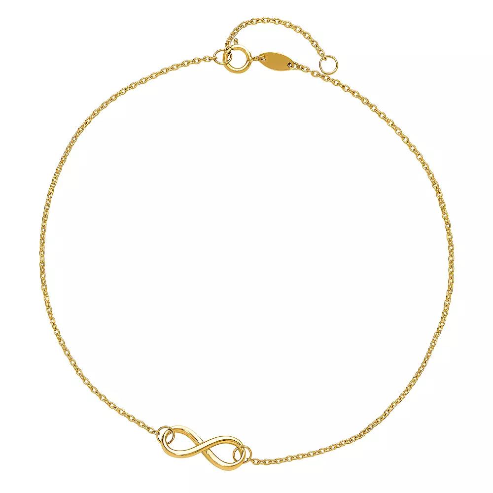 14k Gold Infinity Charm Anklet, Women's, Size: 9" Product Image