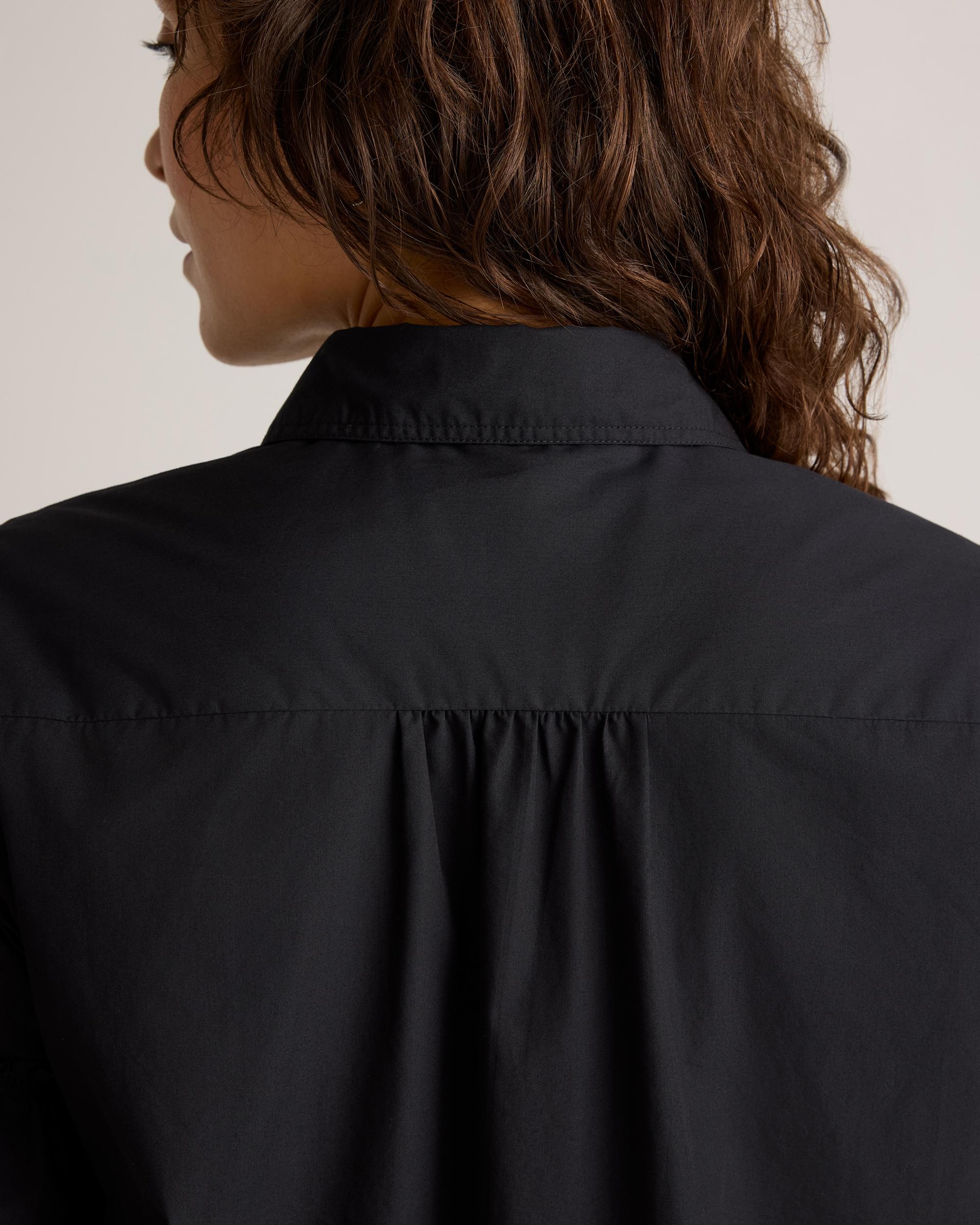 Quince | Women's Poplin Short Sleeve Ruffle Shirt Dress Organic Cotton Product Image