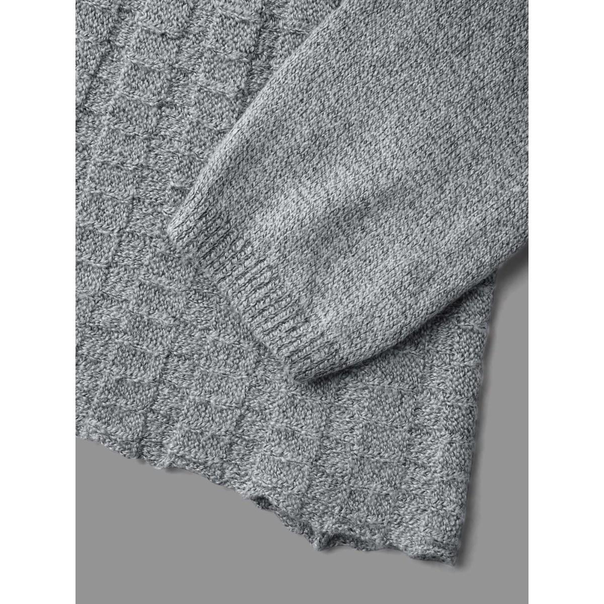 Plus Size Folded Kimono Collar Plain Plisse Cardigan DarkGray Women Casual Loose Long Sleeve Everyday Cardigans BloomChic 10/M Product Image