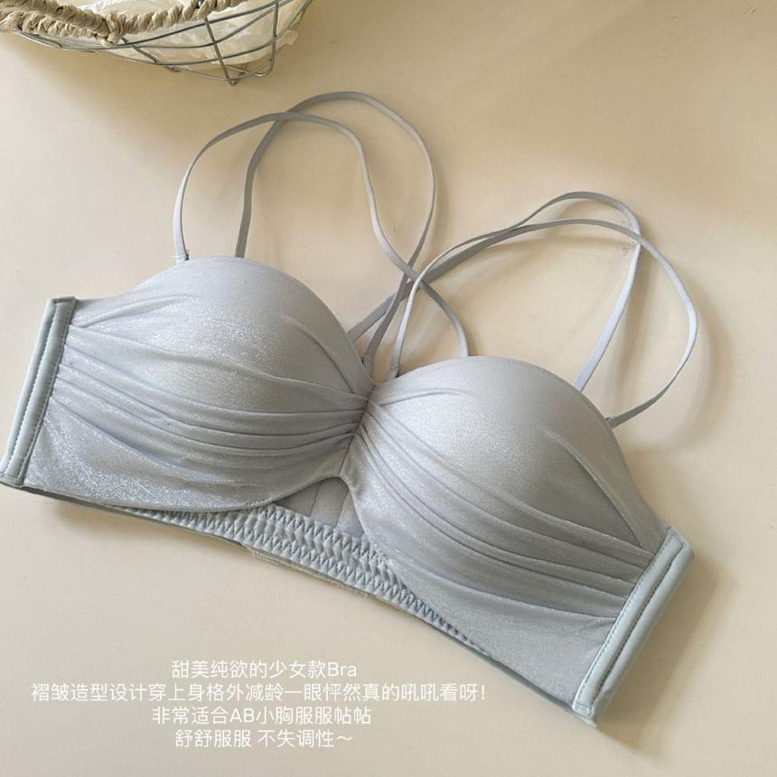 Plain Ruched Cutout Wireless Bra Product Image