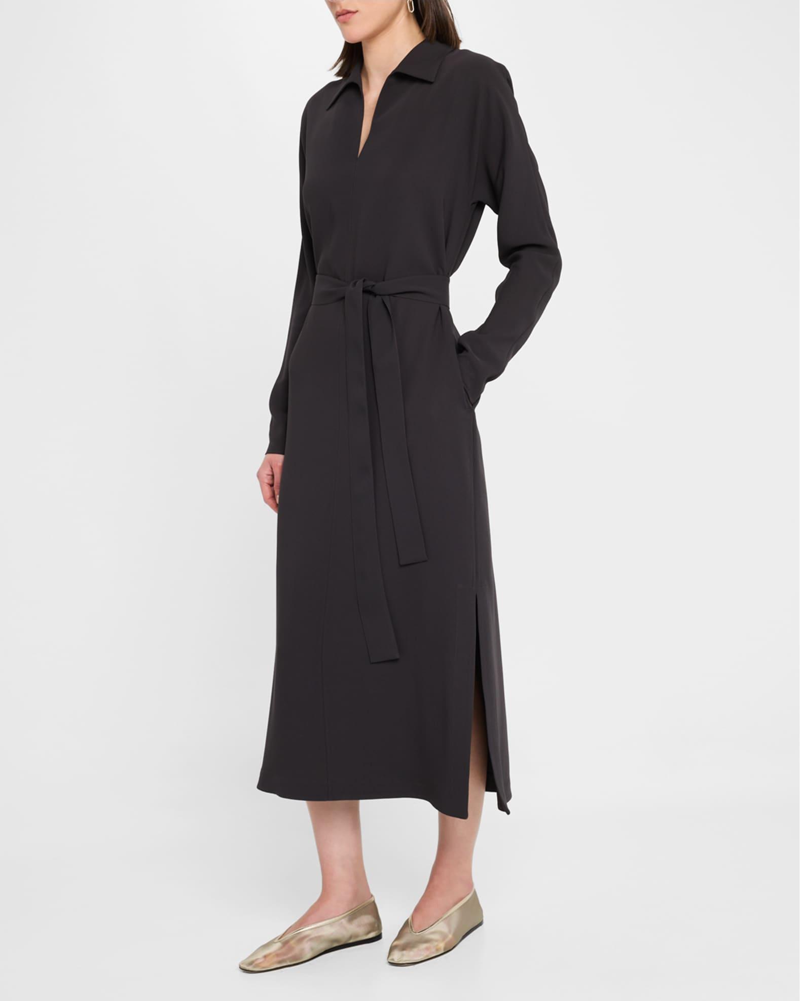 Belted Side Slit Midi Dress Product Image