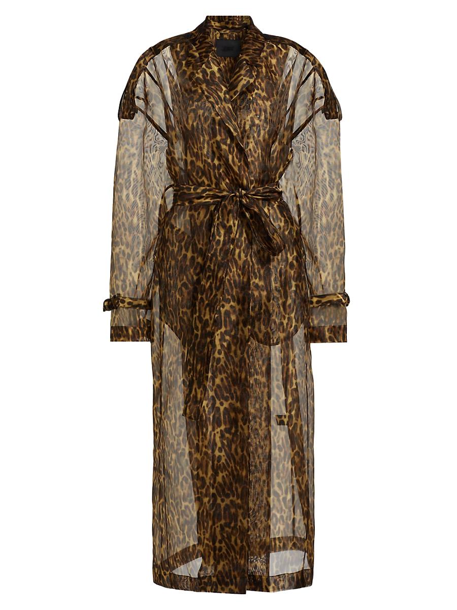 Womens Organza Leopard Relaxed Trench Coat Product Image