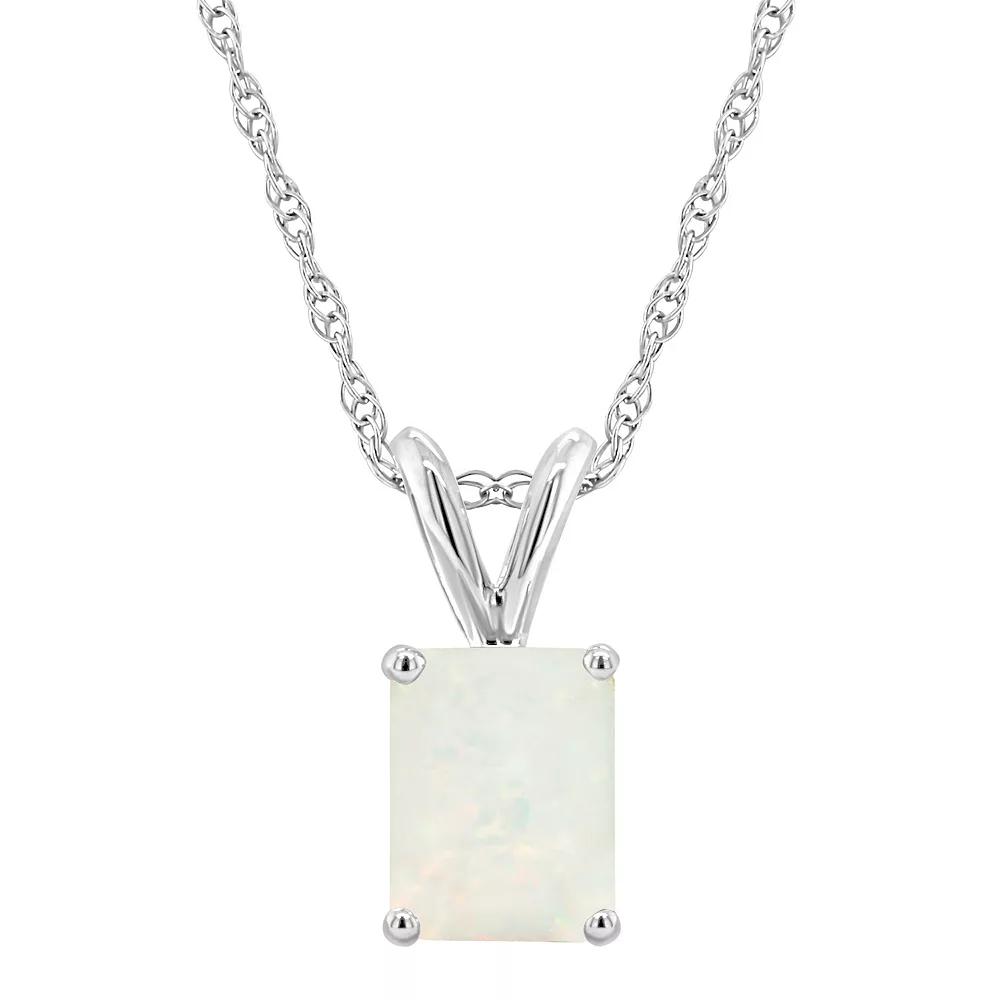 Celebration Gems 14k Gold Emerald Cut White Opal Pendant Necklace, Women's,  Product Image