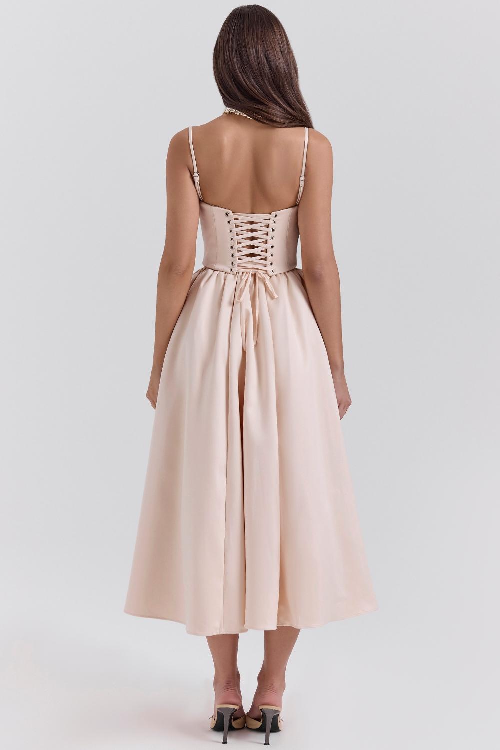 Perfect  peach satin corset and skirt - sale Product Image