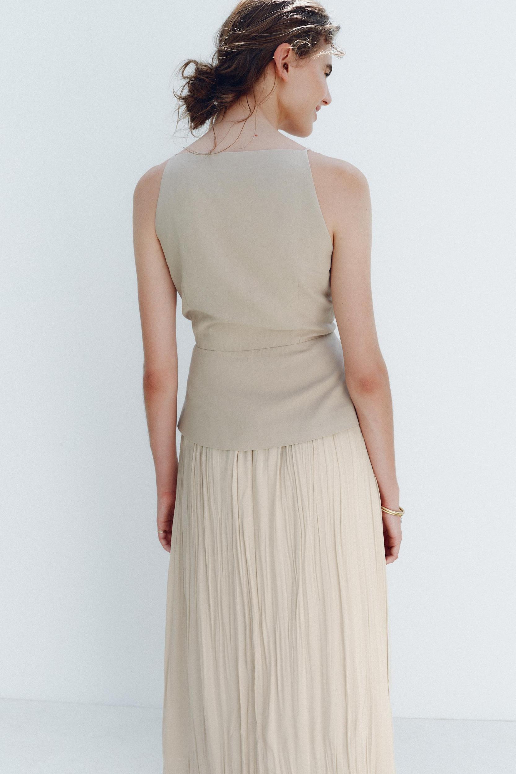 PLEATED SKIRT MIDI WAISTCOAT DRESS Product Image