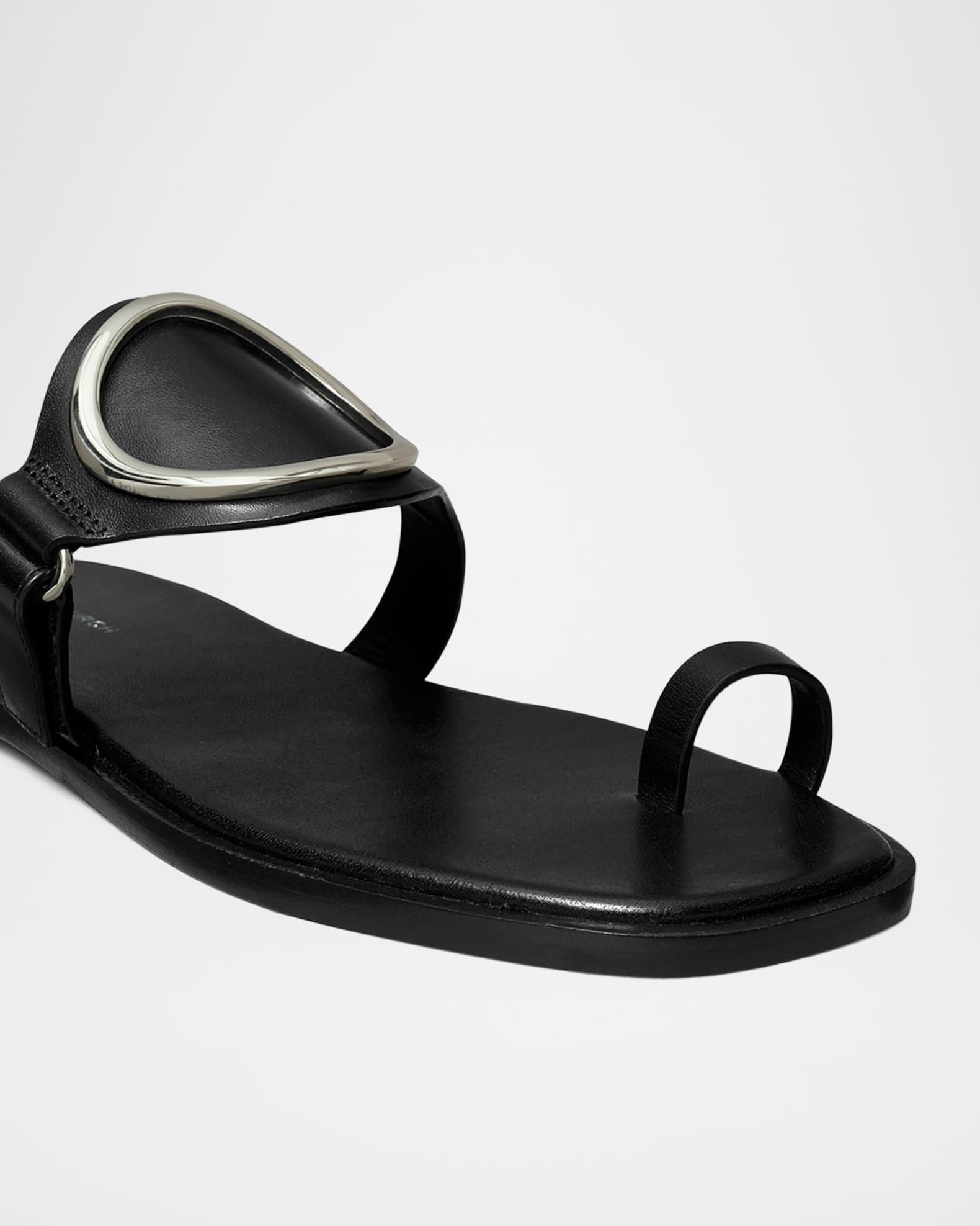 Leather Ring Flat Slide Sandals Product Image