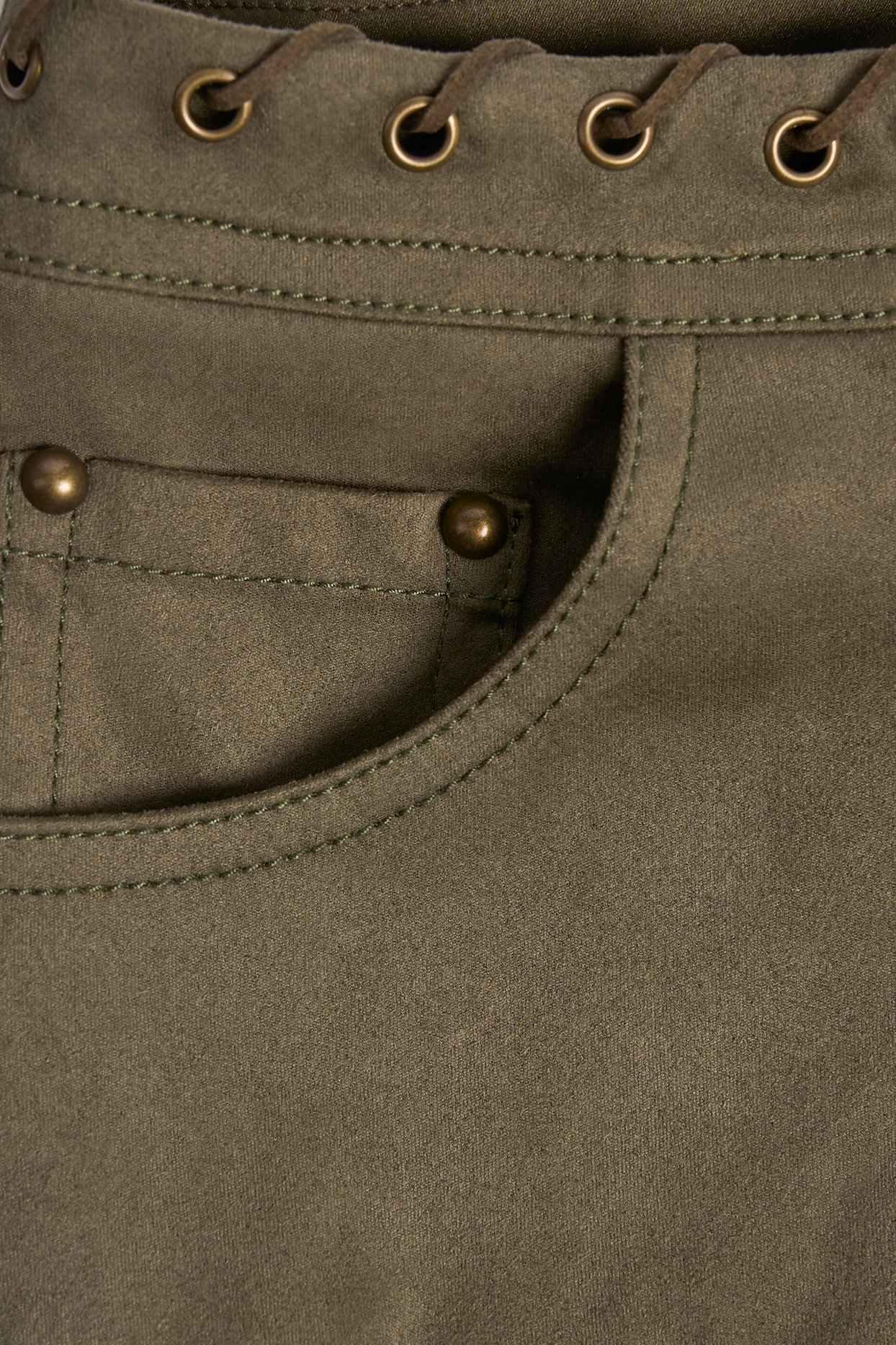 Lace-Up Mid-Rise Shorts in Dark Khaki Product Image