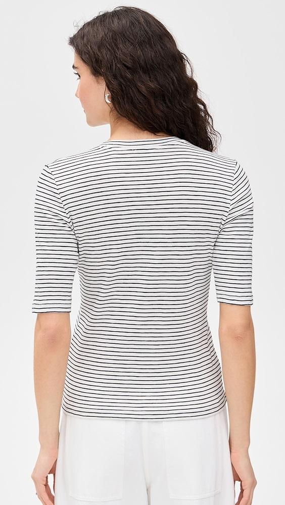 Vince Striped Elbow Sleeve Crew Tee | Shopbop Product Image