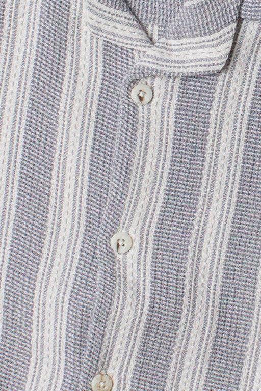 Misty Gray Striped Textured Button Up Shirt Product Image