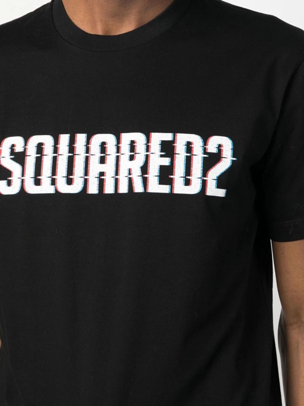 DSQUARED2 Mens Black Brand-print Crewneck Regular-fit Cotton-jersey T-shirt Product Image