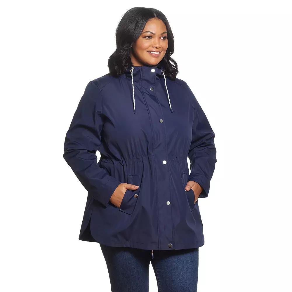 Plus Size Weathercast Hooded Nautical Anorak Jacket, Women's, Size: 1XL, Blue Product Image