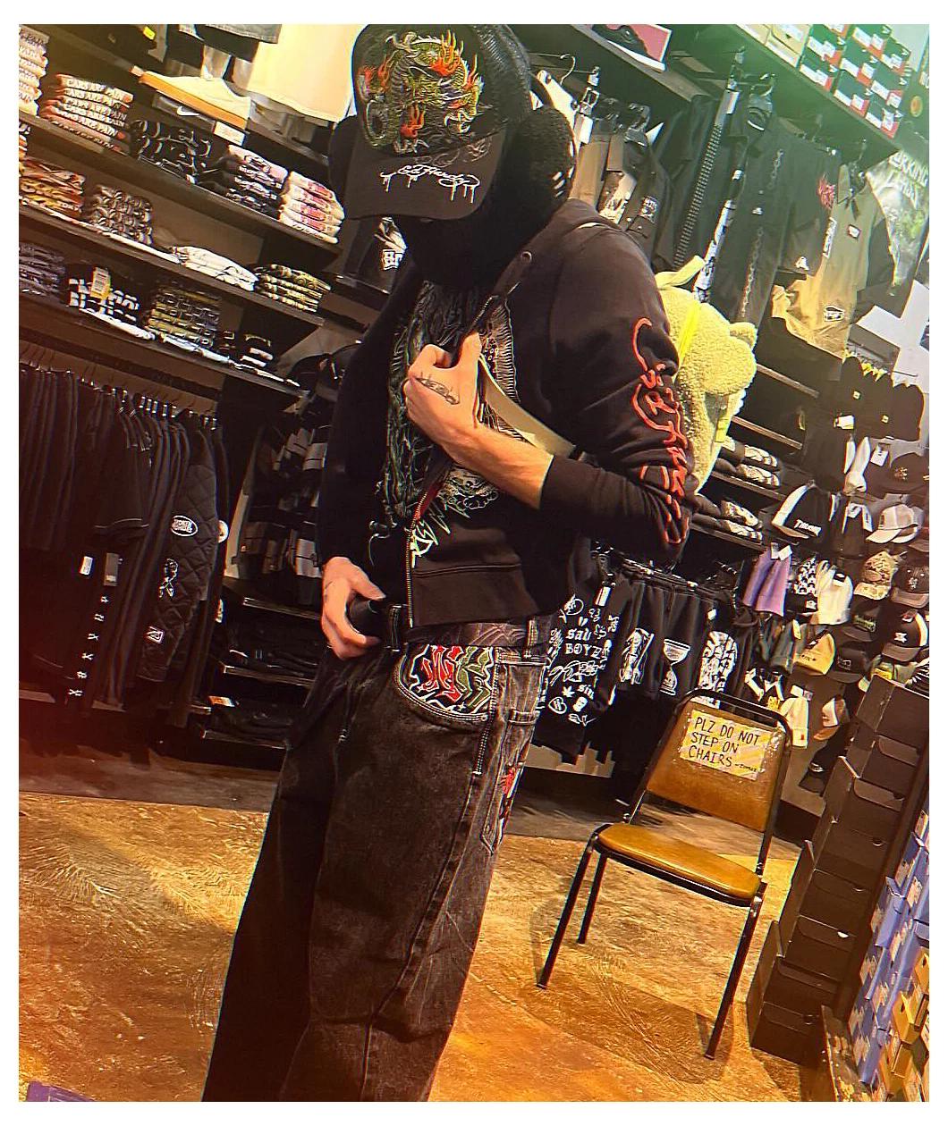 Ed Hardy Sacred Heart Black Crop Zip Hoodie Product Image