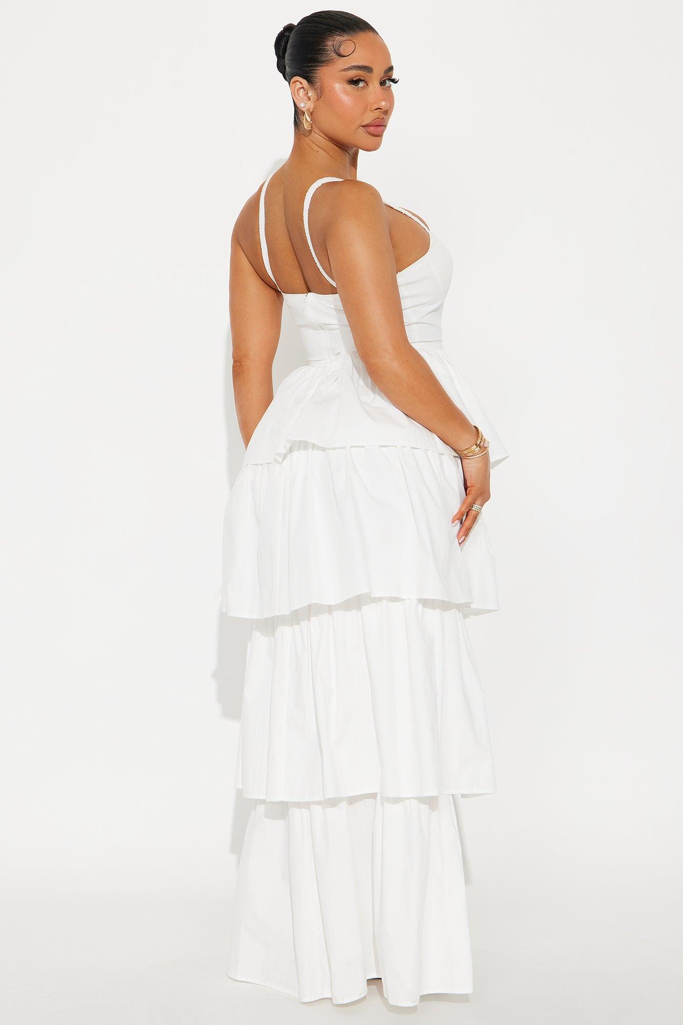 Clementine Poplin Maxi Dress - White Product Image