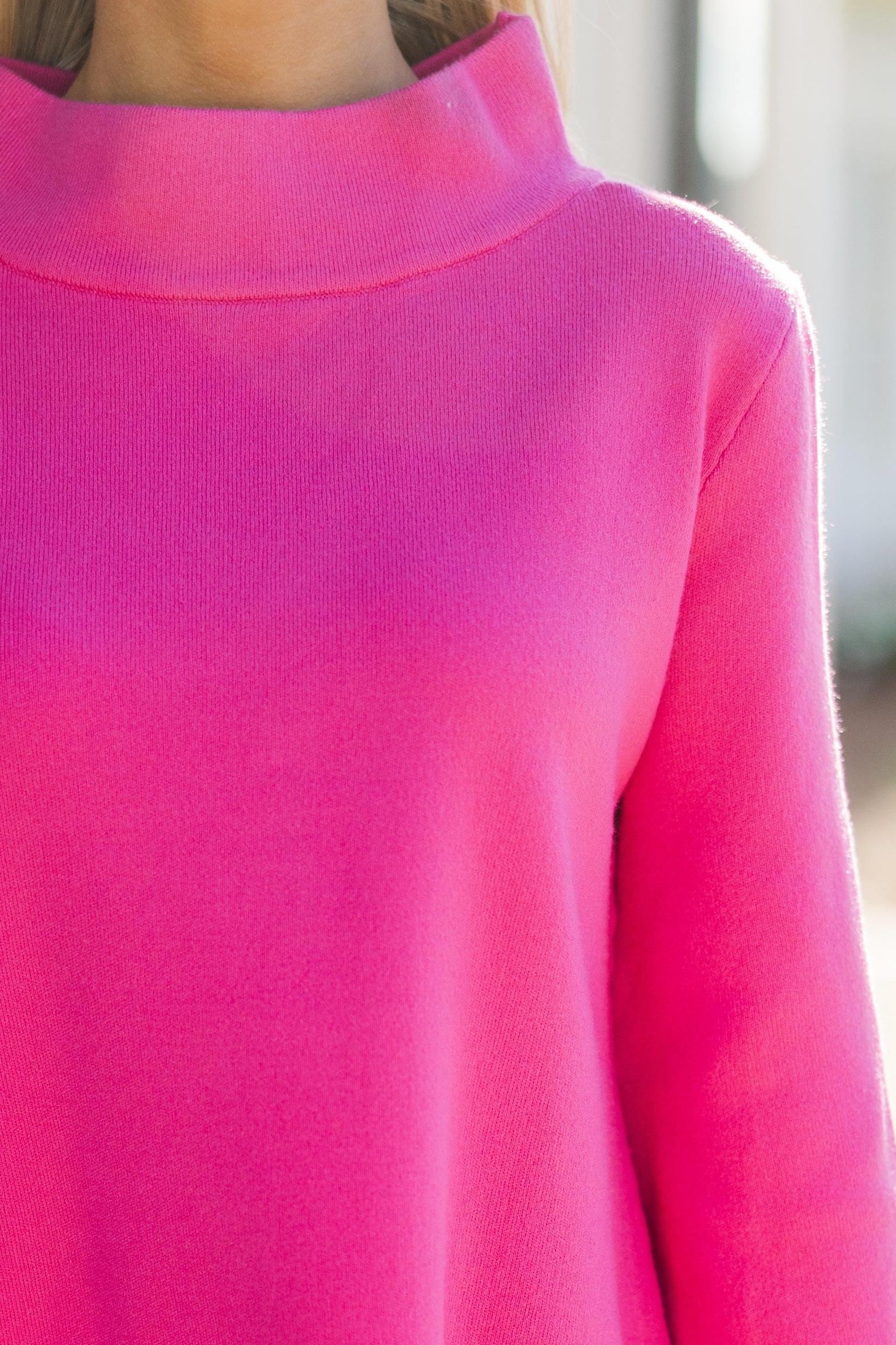 With Ease Fuchsia Pink Mock Neck Sweater Tunic Female Product Image