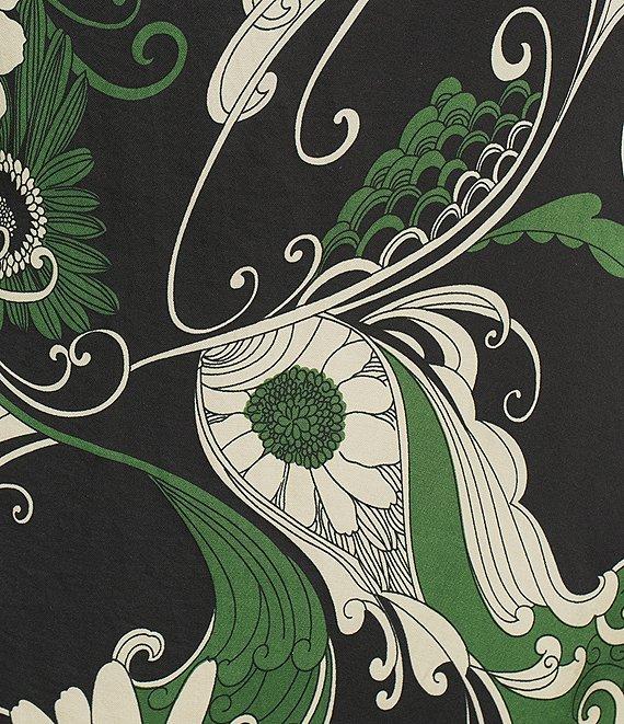 Bryn Walker Plus Size Lanterna Giardino Viscose Satin Round Neck 3/4 Sleeve Maxi Dress Product Image