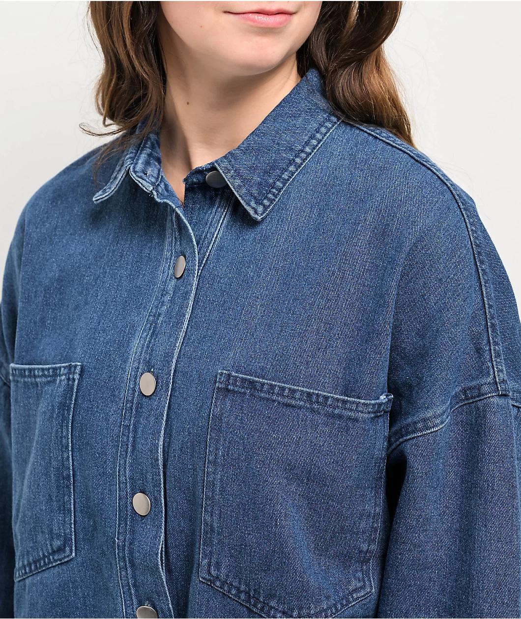 Blu Pepper Oversized Blue Denim Shacket Product Image