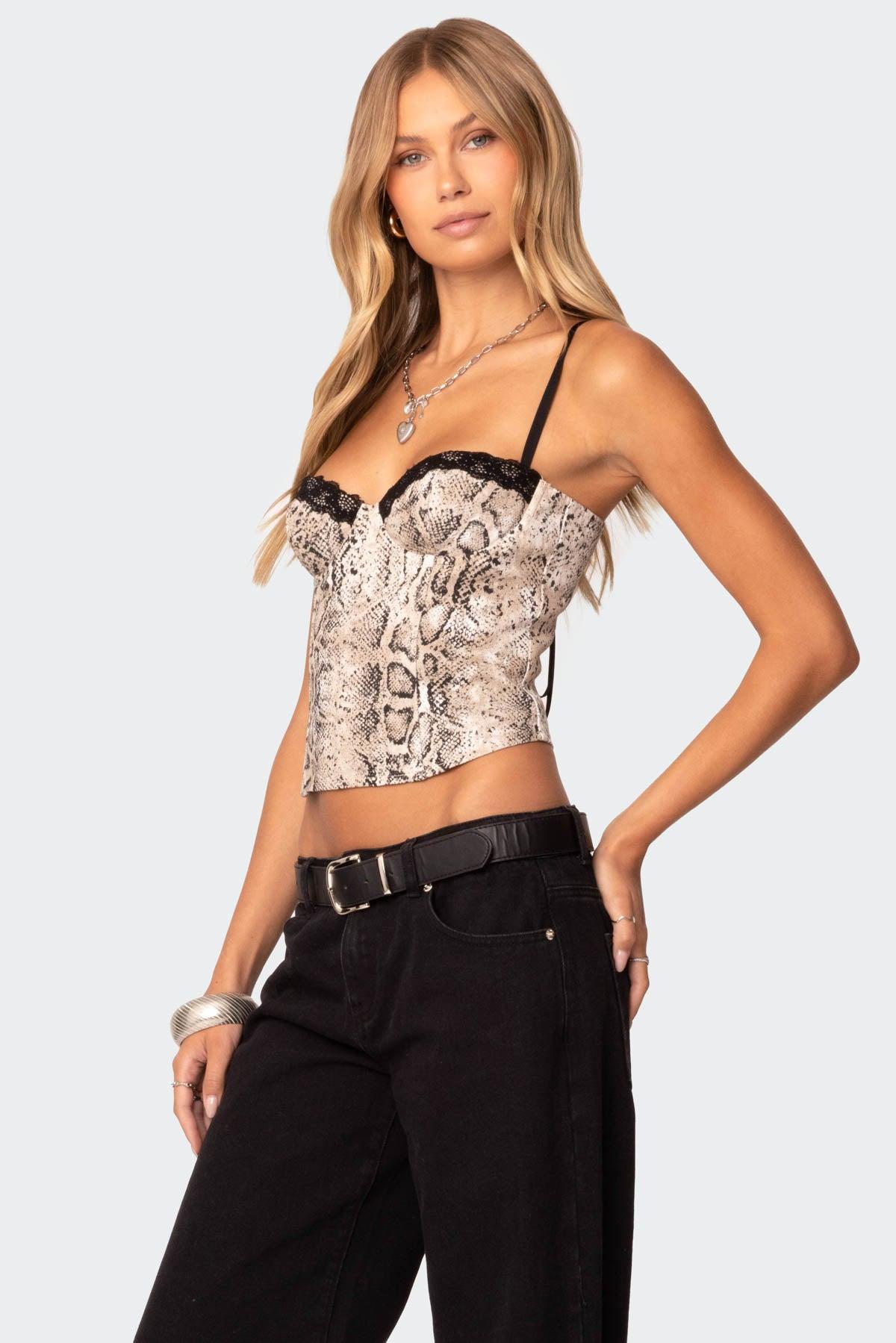 Snakeskin Denim Corset Product Image