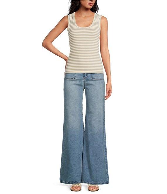 A Loves A Stripe Ribbed Knit Scoop Neck Sleeveless Tank Product Image