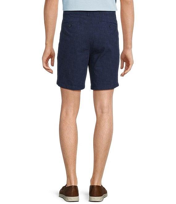 Roundtree & Yorke True Blue 8#double; Inseam Classic Flat Front Crosshatch Texture Pull On Shorts Product Image
