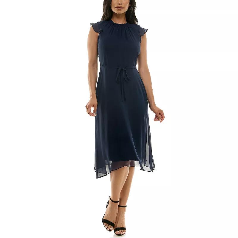 Women's Nina Leonard Mockneck Chiffon Dress,  Product Image