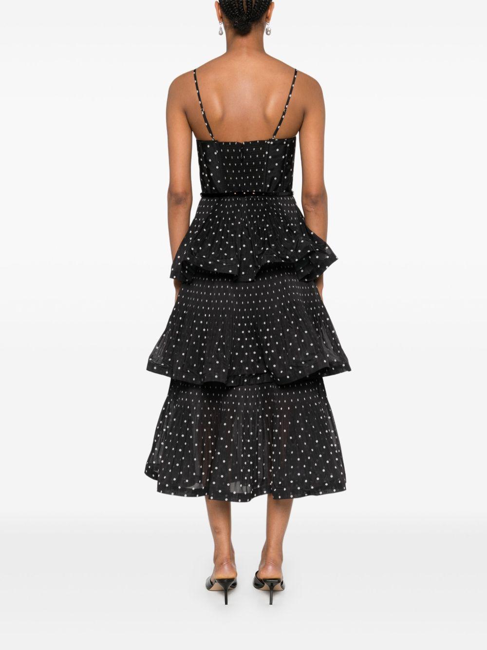 pleated polka-dot midi dress Product Image