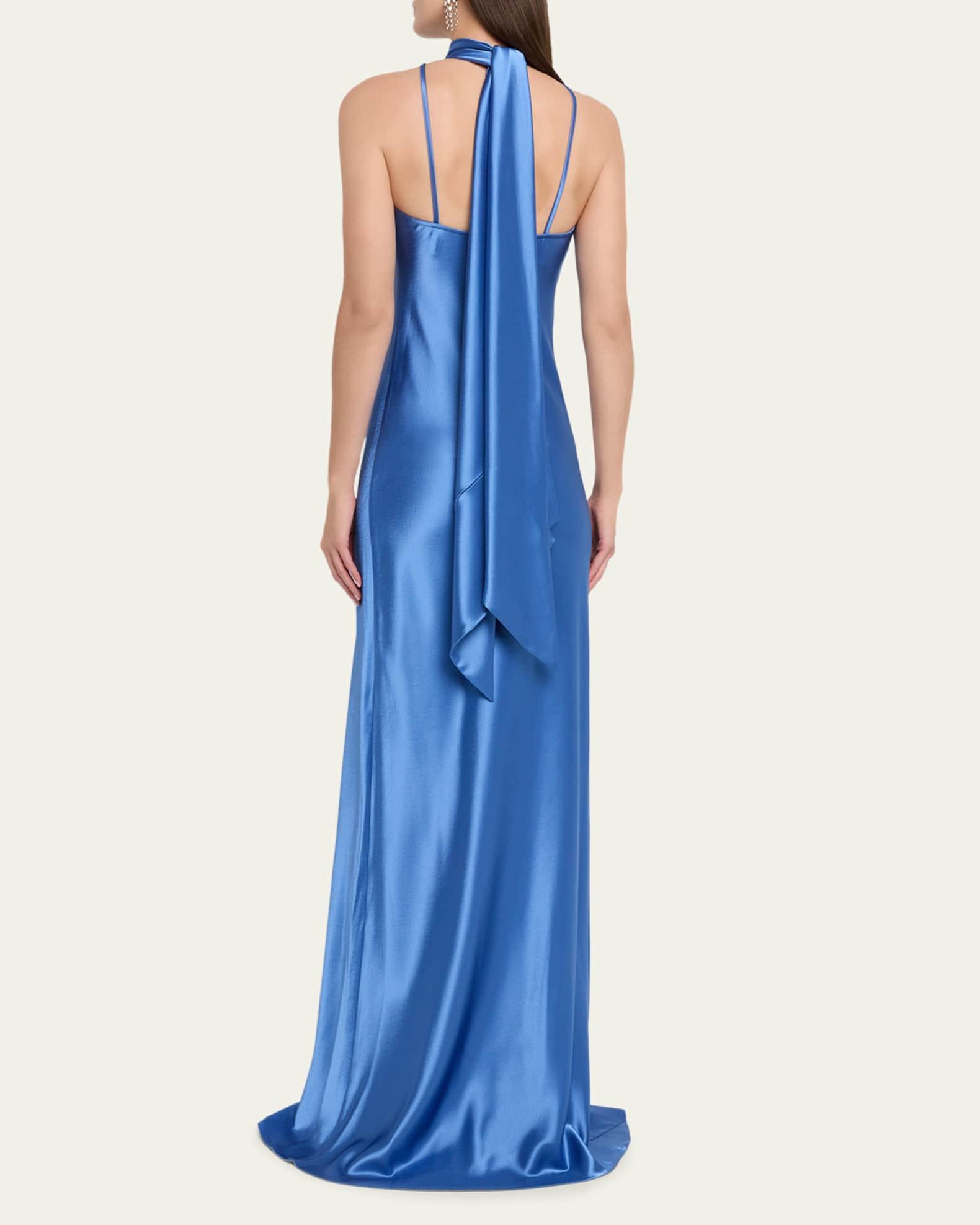 Scarf Halter Crepe Satin Gown Product Image