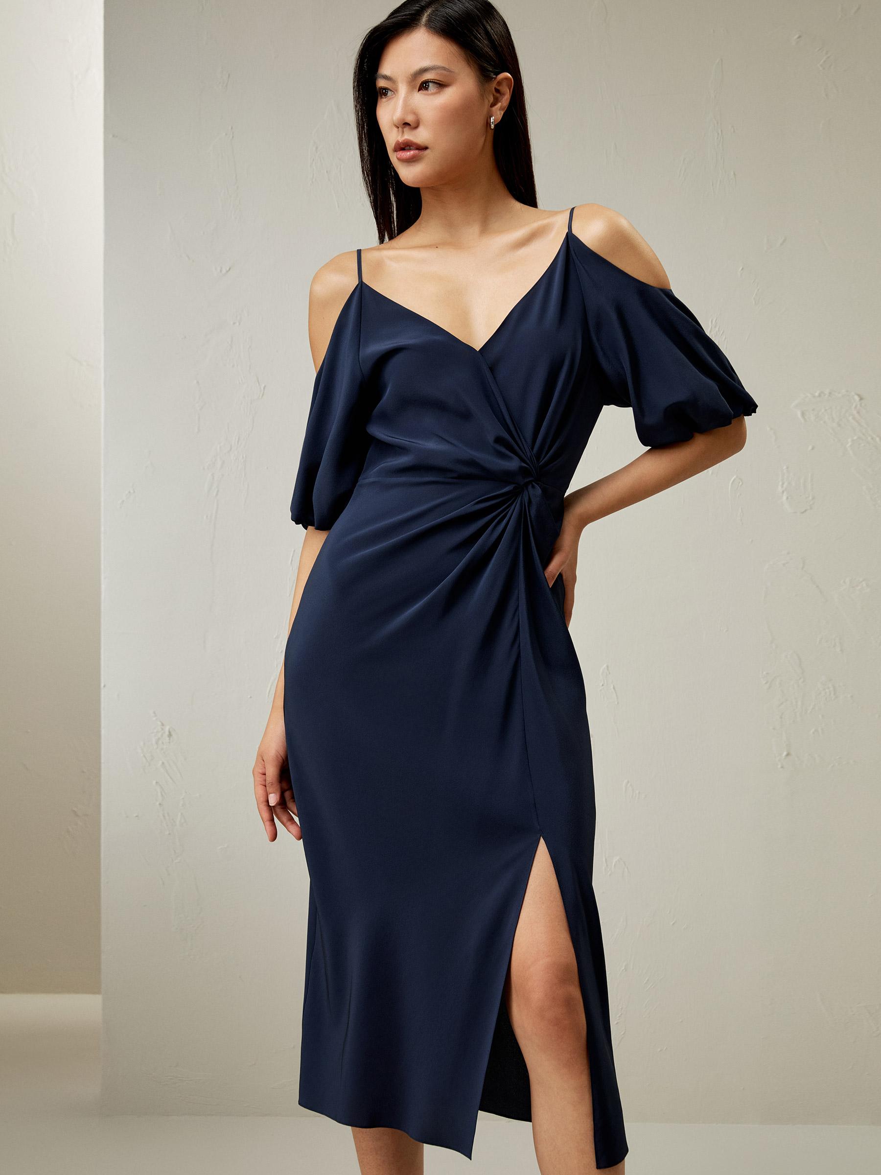 Cold Shoulder Silk Dress Product Image