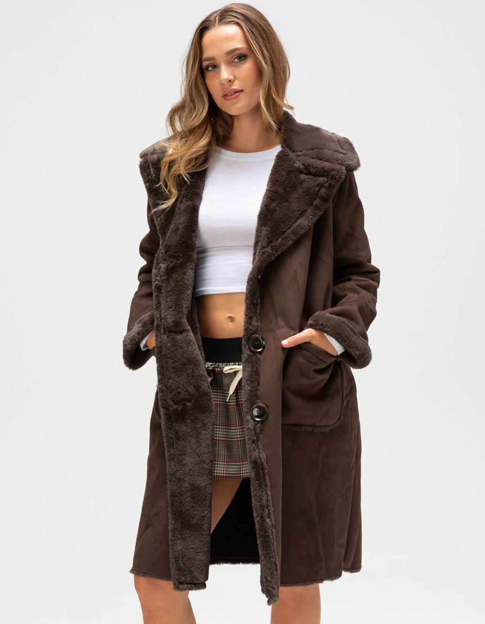 NVLT Shearling Womens Coat - CREAM Product Image