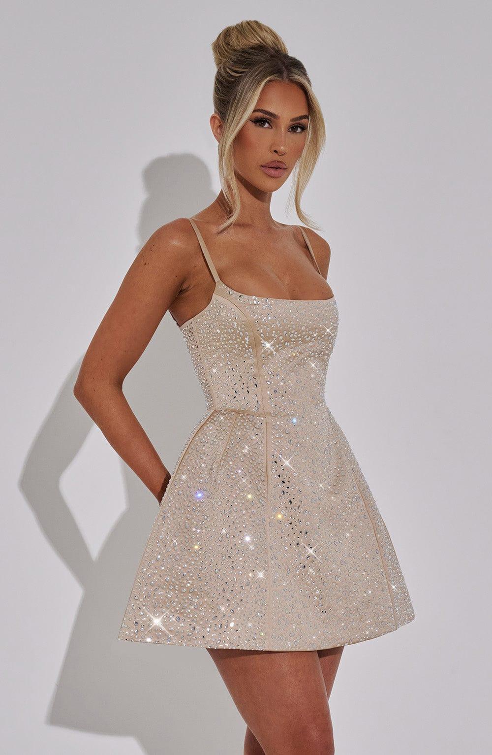 Angelique Mini Dress - Champagne Product Image