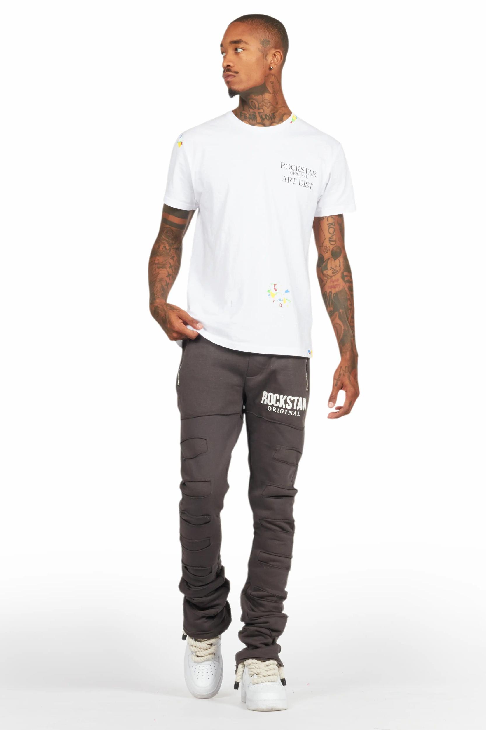 Emilio Vintage Grey Stacked Flare Track Pant Male Product Image