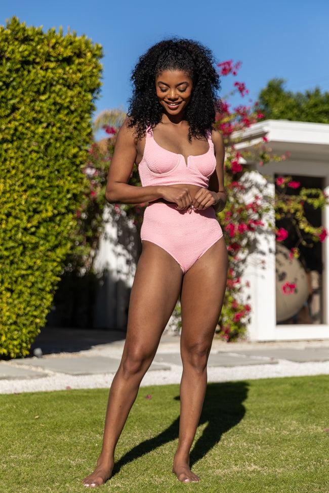 Summer Oasis Light Pink Underwire Split V Bikini Top FINAL SALE Product Image