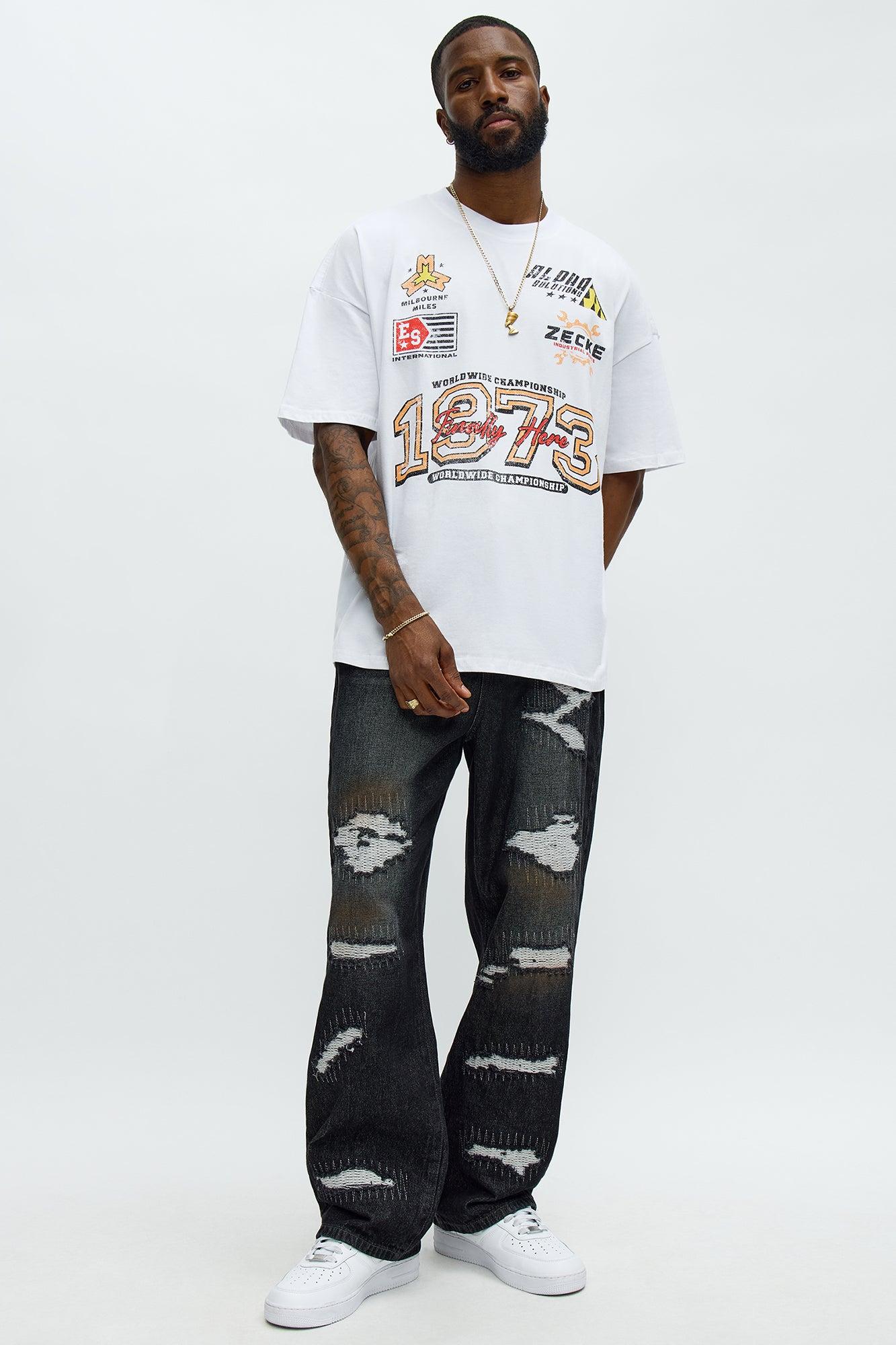 NYC Track Oversized Short Sleeve Tee - White Male Product Image