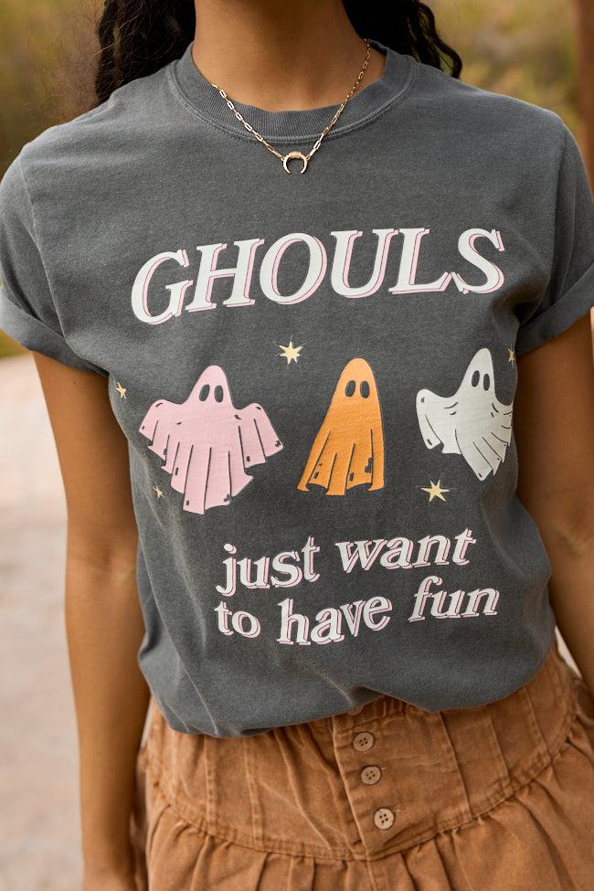 Ghouls Just Want To Have Fun Dark Grey Graphic Tee Product Image