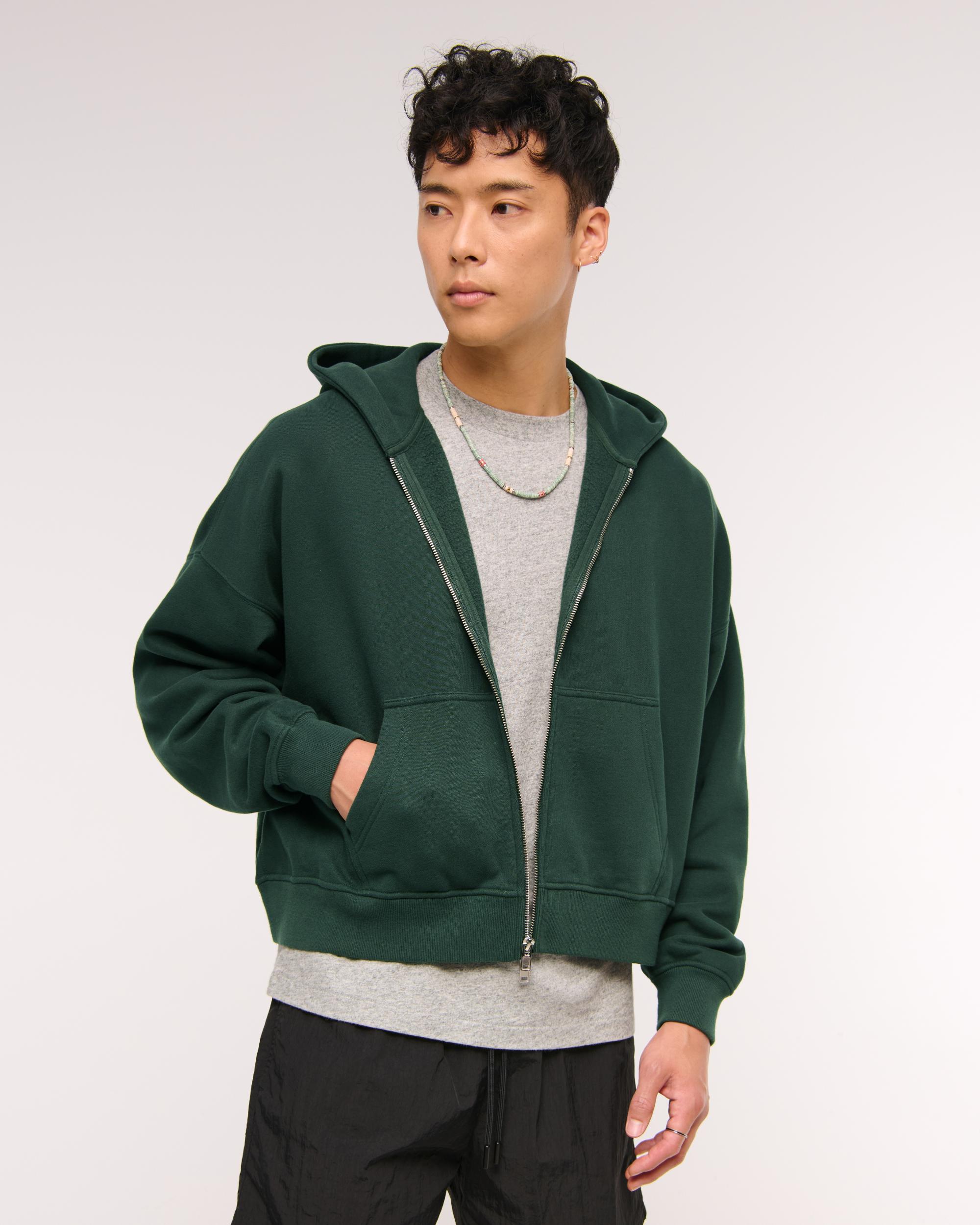 Cropped Essential Full-Zip Hoodie Product Image