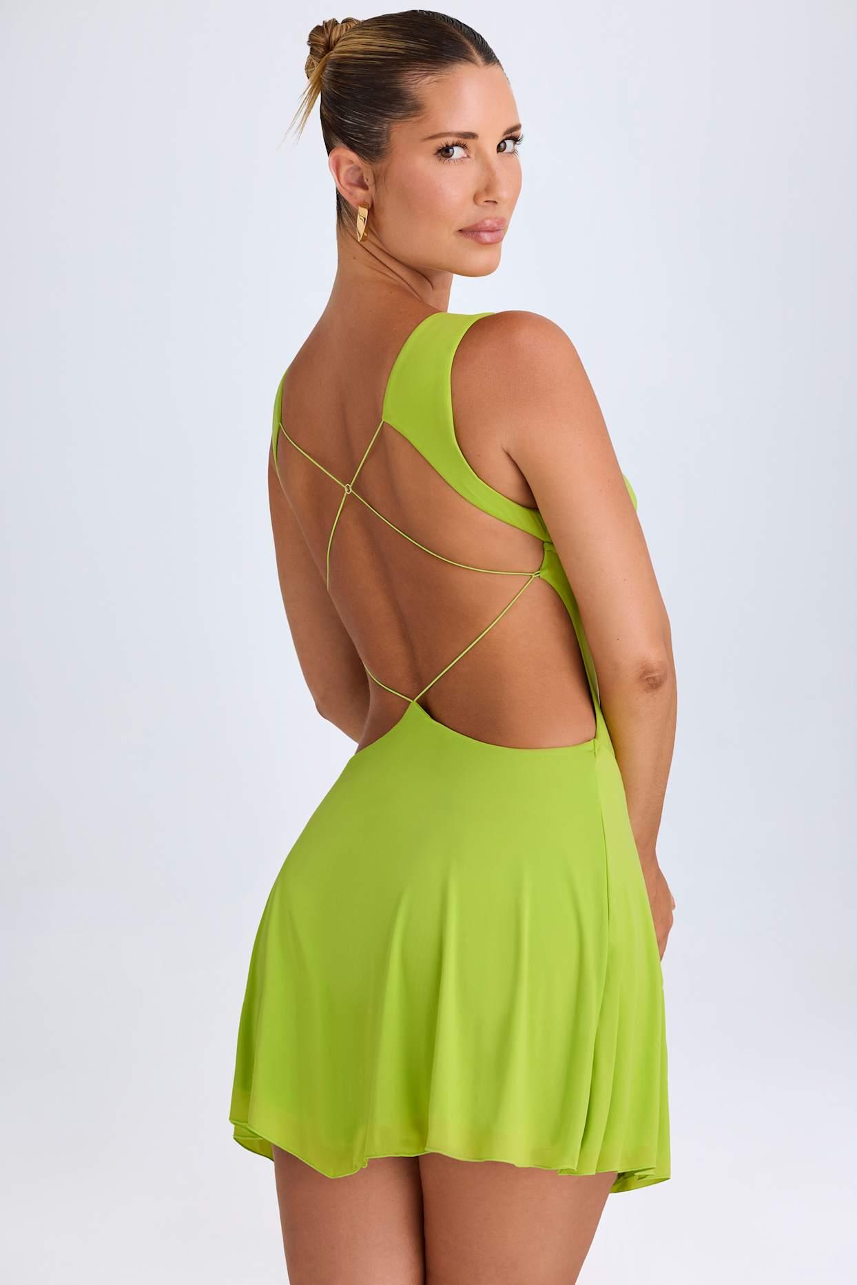 Plunge Cut-Out Mini Dress in Lime Green Female Product Image