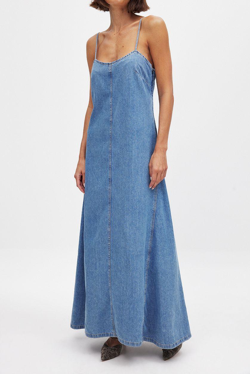 Seam Detail Maxi Denim Dress Product Image