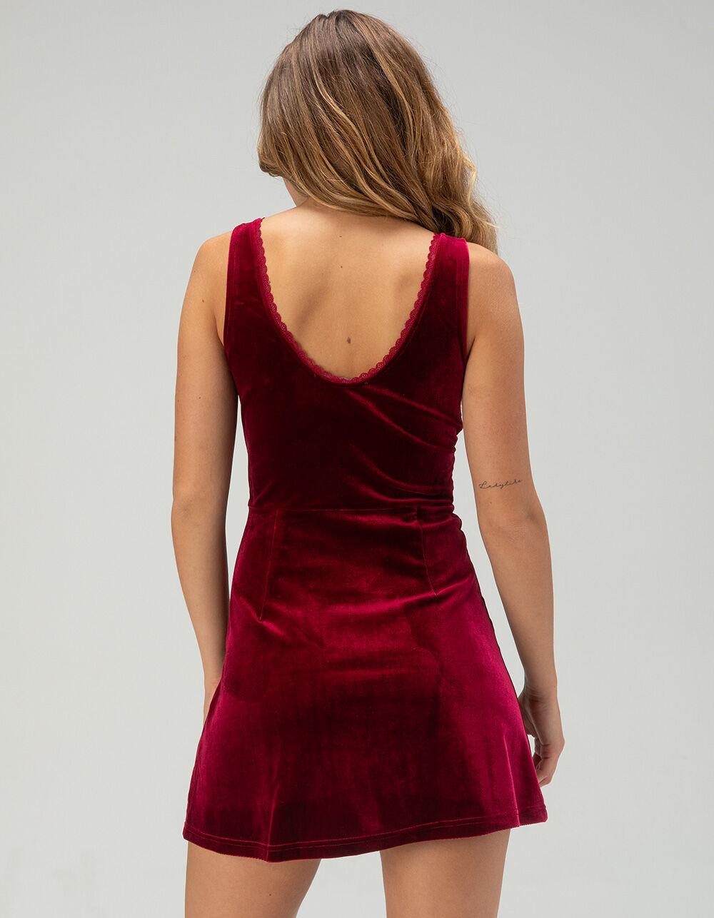 LULUS Velvet Womens Dress - RED Product Image