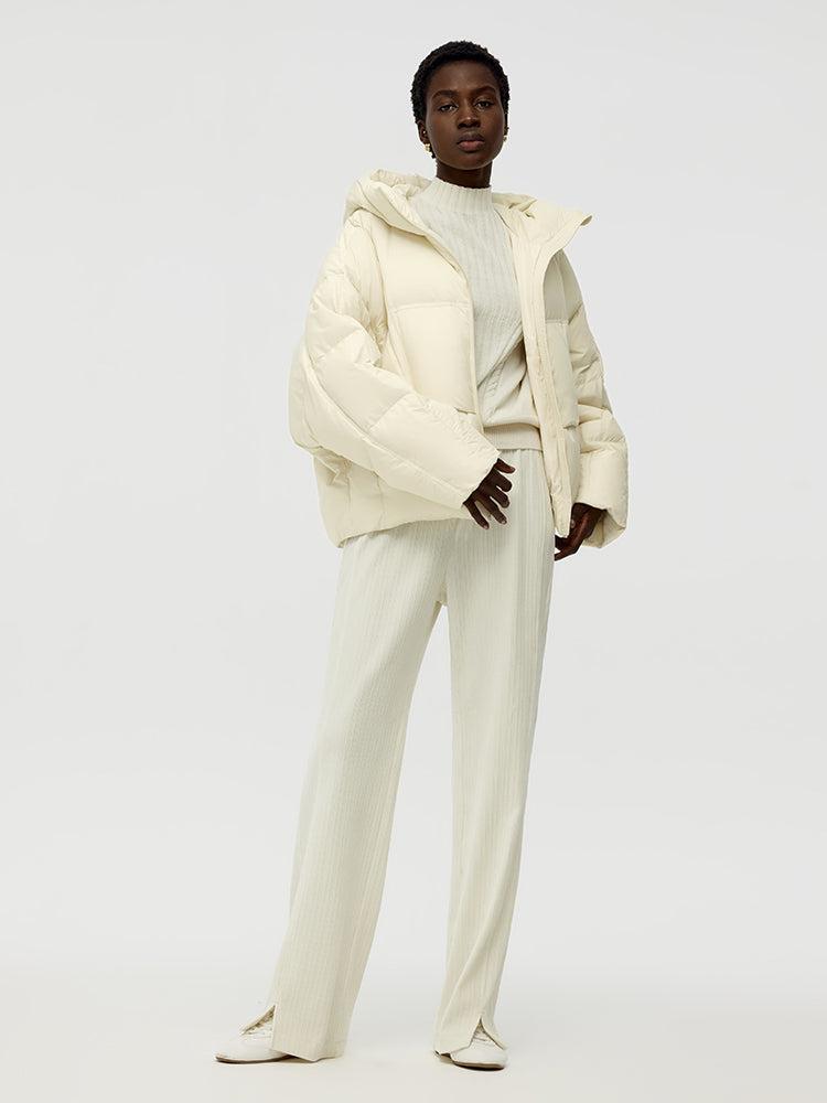 Cropped Hooded Goose Down Jacket Product Image